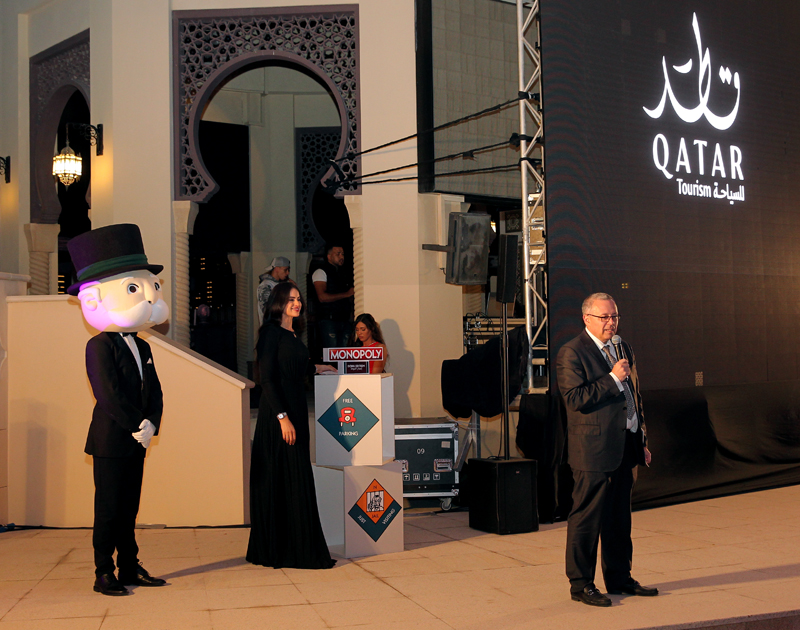 Qatar Tourism Chief Operating Officer Berthold Trenkel launches the Monopoly board game Doha edition at The Pearl-Qatar, yesterday. Pic: Salim Matramkot/The Peninsula