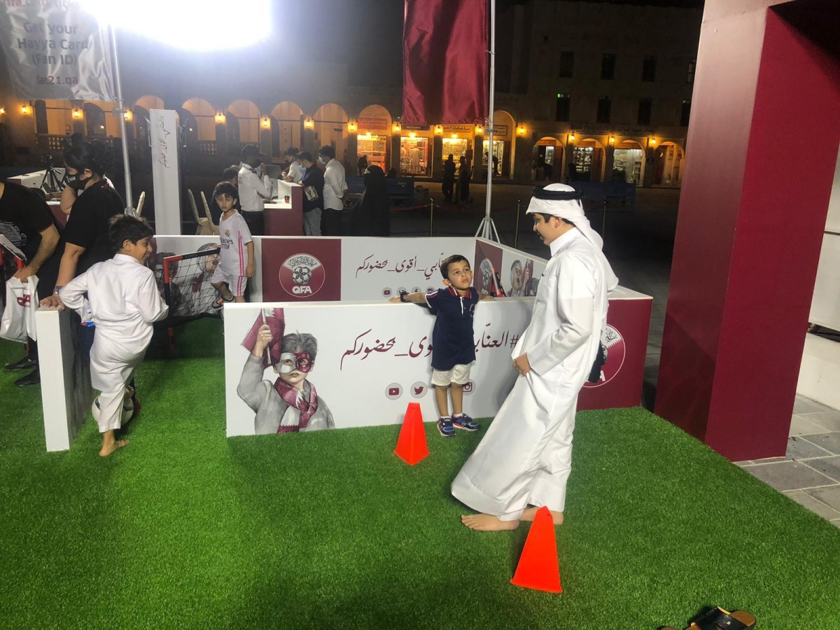 Fans take part in FIFA Arab Cup promotional programmes at the Katara Cultural Village.