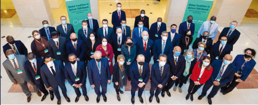 Special Envoy of the Minister of Foreign Affairs for Counterterrorism and Mediation in Conflict Resolution, H E Dr. Mutlaq bin Majed Al Qahtani, with other participants during the meeting in Brussels, yesterday.