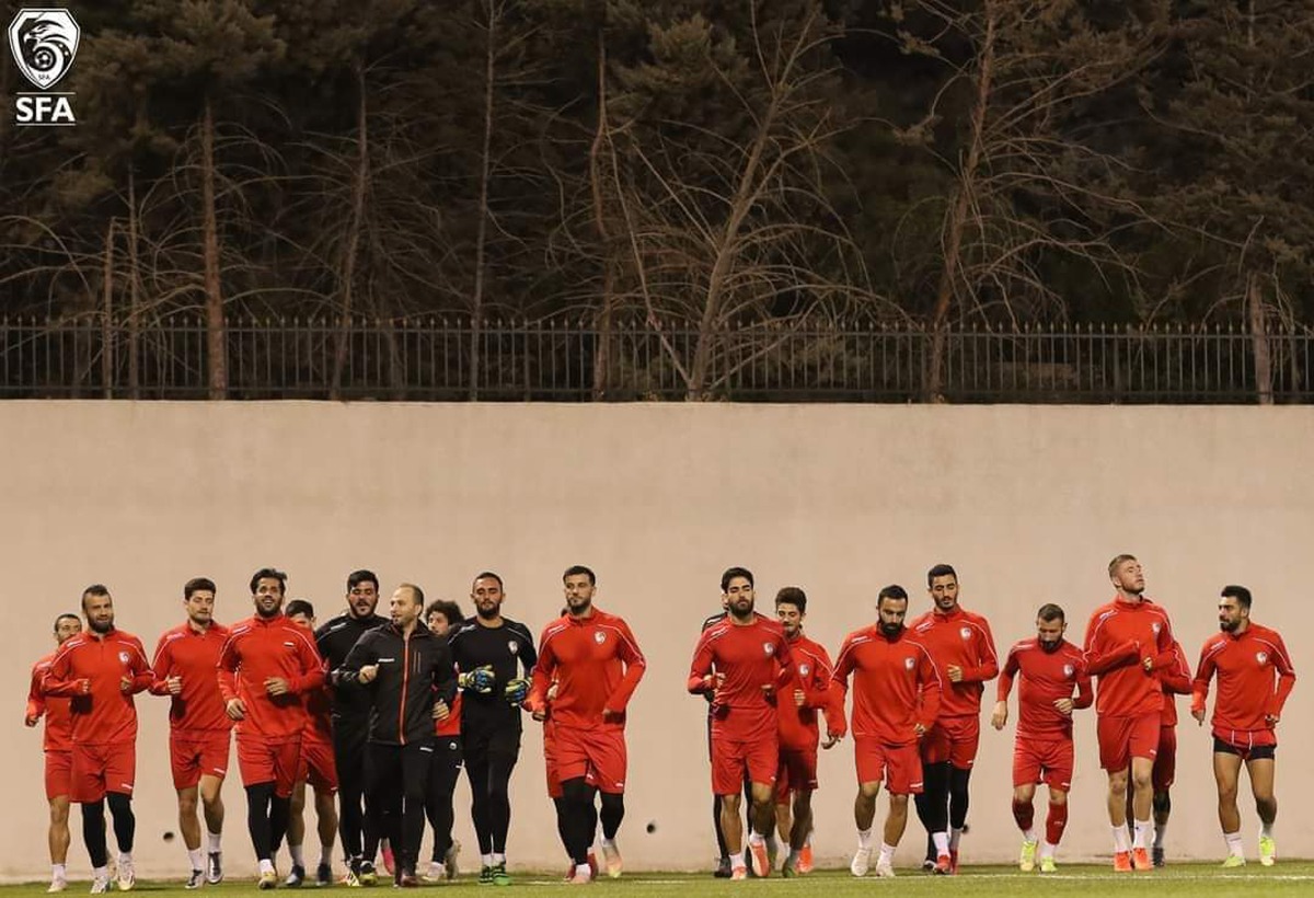 Syria team players during a training session.