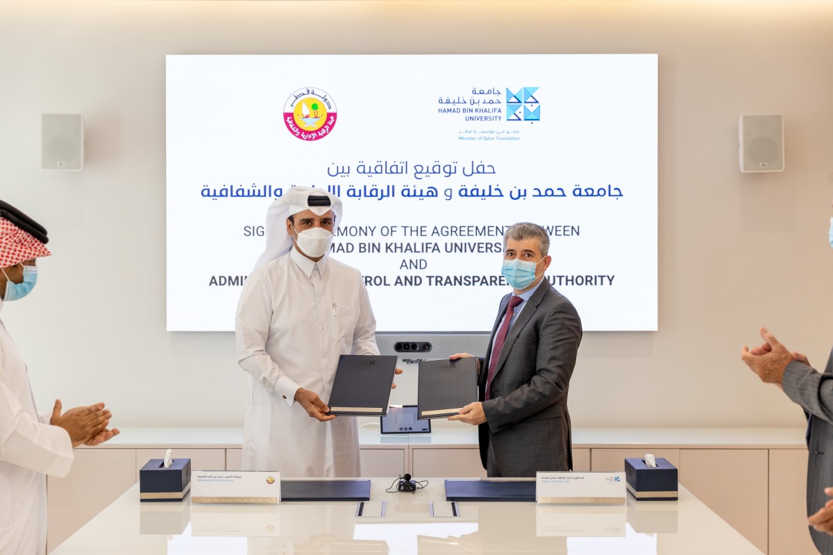 ACTA Chairman H E Hamad bin Nasser Al Misnad and HBKU President Dr. Ahmad M Hasnah signed the  agreement during a ceremony at Education City.