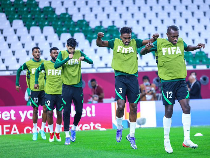 Saudi Arabian players during a training session. 