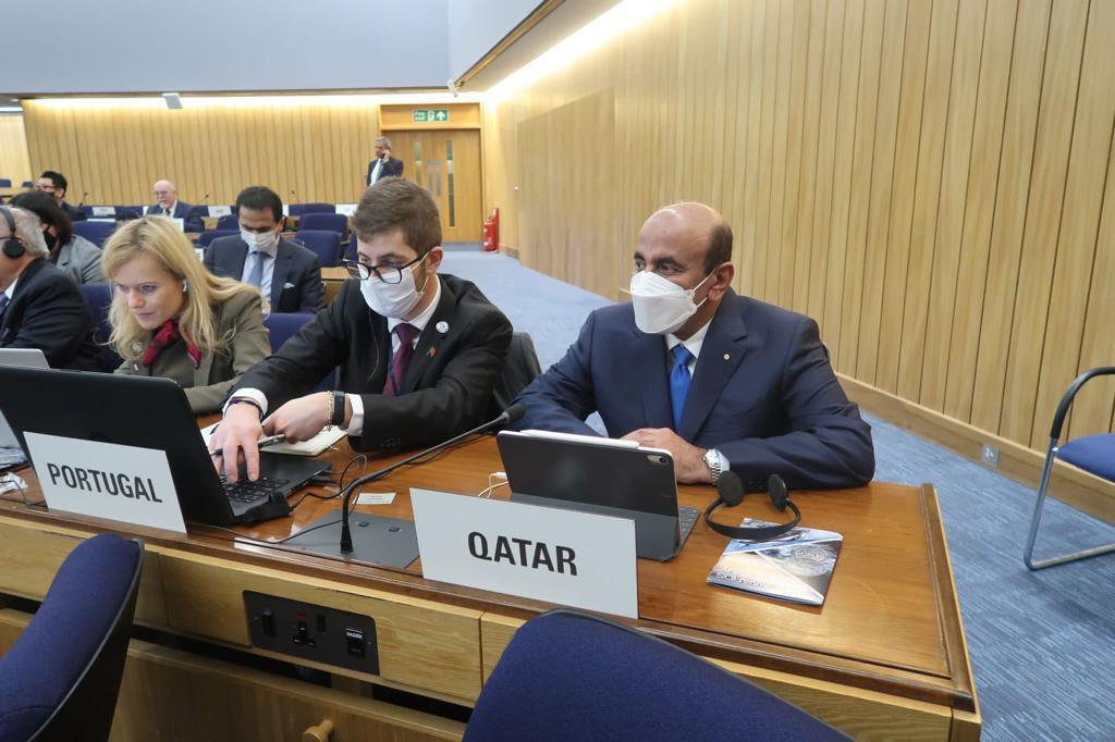 Minister of Transport H E Jassim Saif Ahmed Al Sulaiti attending the International Maritime Organization (IMO) Assembly meeting in London, yesterday. 