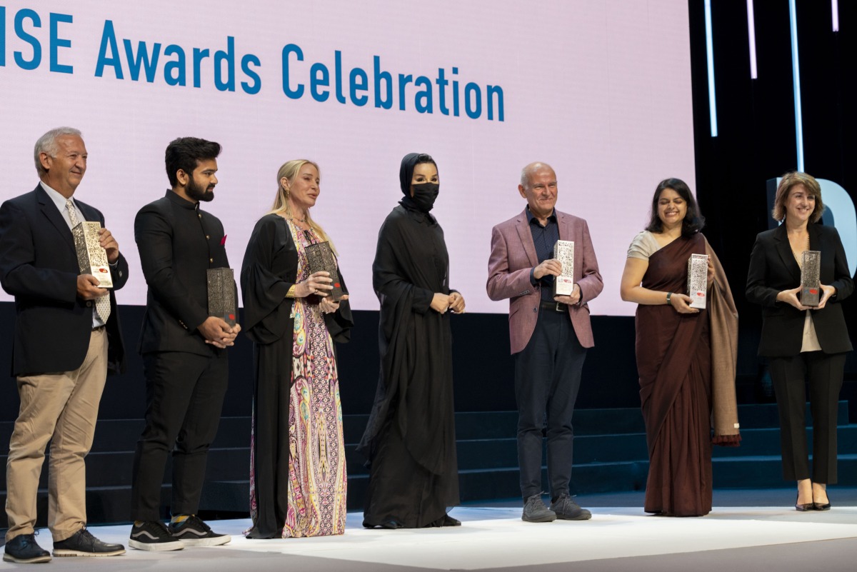 H H Sheikha Moza bint Nasser, Chairperson of Qatar Foundation, during the 2021 WISE Awards session, yesterday.  pic: Aisha Al Musallam