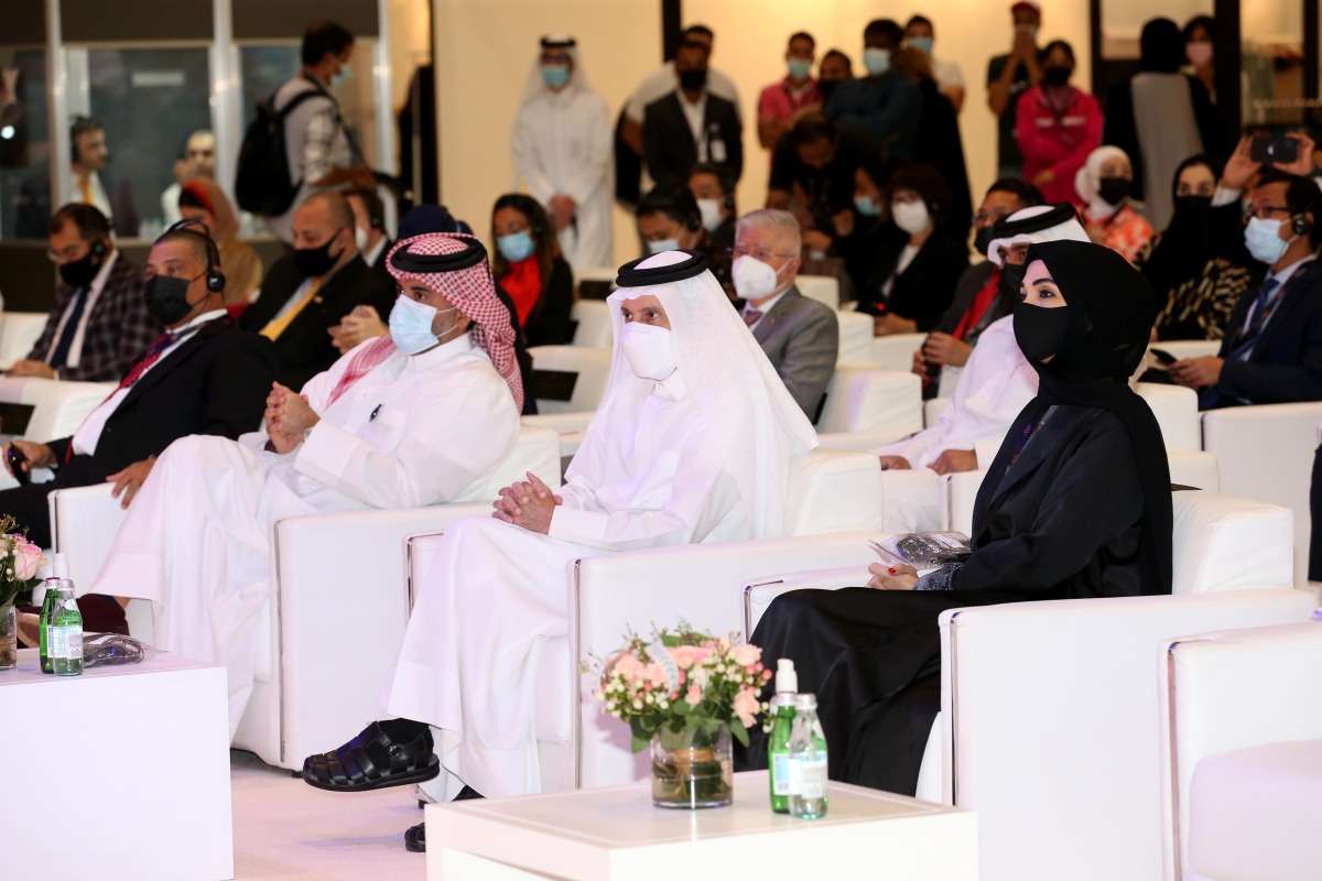 Qatar Airways Group Chief Executive and Qatar Tourism Chairman H E Akbar Al Baker; Indonesian Ambassador Ridwan Hassan; and other dignitaries at the launch of the exhibition, at DECC, yesterday.