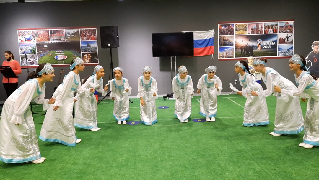 A Russian cultural programme in progress during the Katara Football Art (KFA) exhibition.
