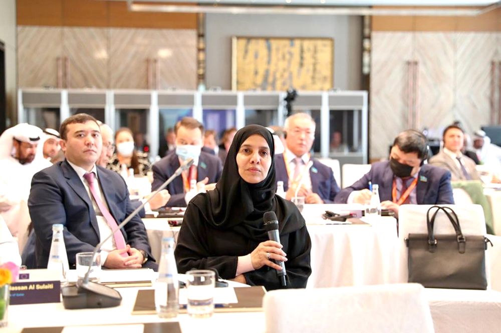 Deputy Speaker of Shura Council H E Dr. Hamda bint Hassan Al Sulaiti participating in a discussion as part of UNOCT activities.