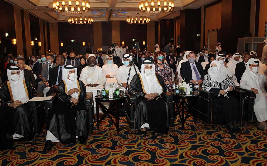 Minister of Labour H E Dr. Ali bin Smaikh Al Marri, Secretary-General of the Ministry of Foreign Affairs H E Dr. Ahmed bin Hassan Al Hammadi and Chief of IOM Mission in Qatar, Iman Erieqat and other dignitaries  during the event  yesterday. Pic: Salim Matramkot/THE PENINSULA