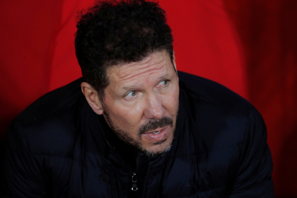 Atletico Madrid coach Diego Simeone during the match REUTERS/Jon Nazca/File Photo