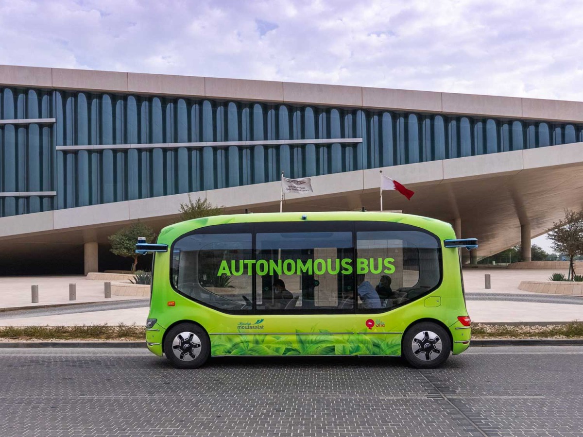 Autonomous minibus with zero carbon emissions on trial at Qatar Foundation's Campus. 