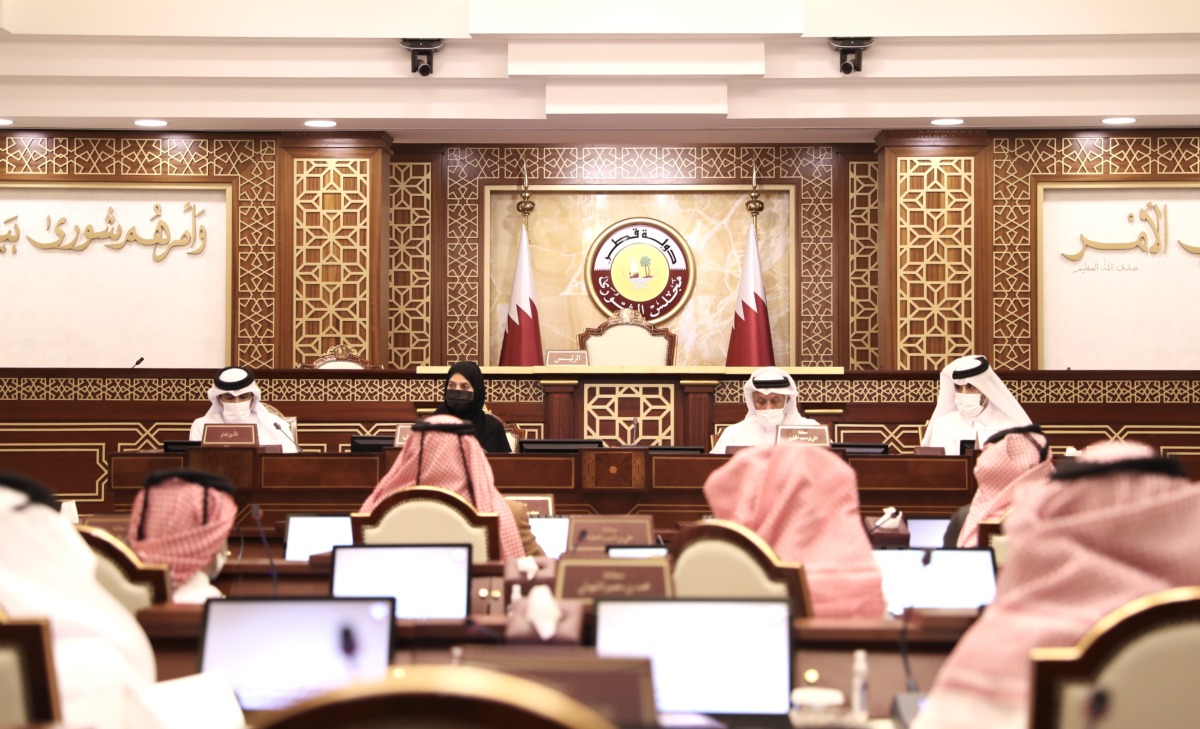 Deputy Speaker of Shura Council H E Dr. Hamda bint Hassan Al Sulaiti attending a meeting of Services and the Public Utilities Committee of the Council, headed by Chairman of the Committee H E Ali bin Saeed Al Khayarin, yesterday.
