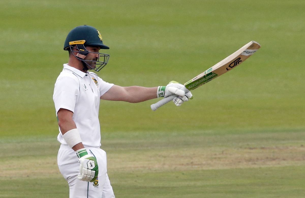 South Africa's Dean Elgar celebrates reaching his half century REUTERS/Rogan Ward
