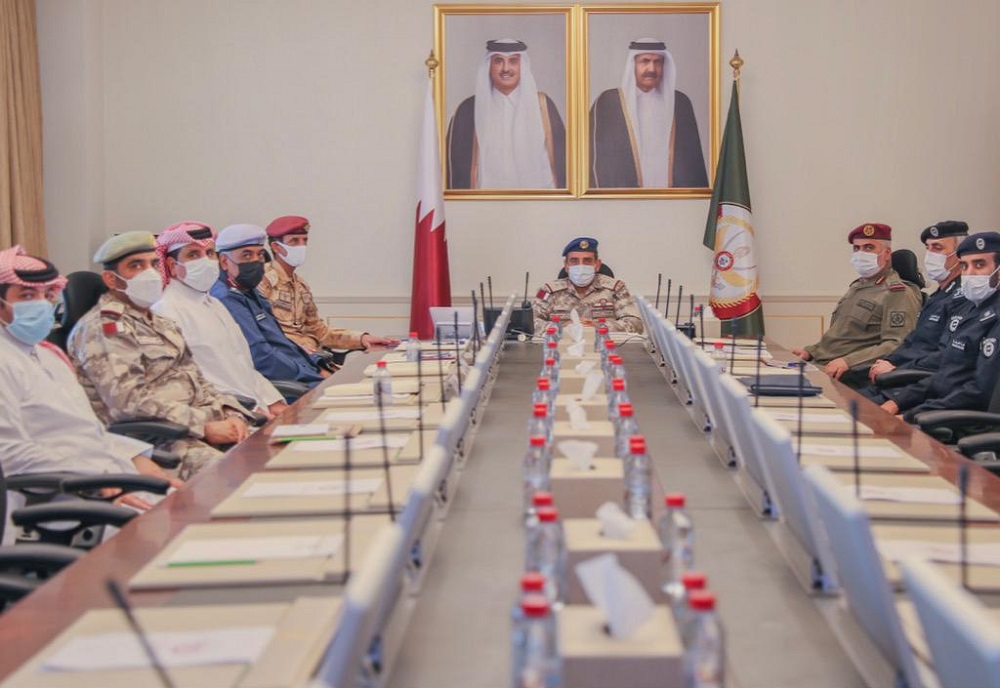 Chief of Staff of the Armed Forces and Chairman of the Committee H E Staff Lieutenant General (Pilot) Salem bin Hamad bin Aqeel Al Nabit during the meeting.