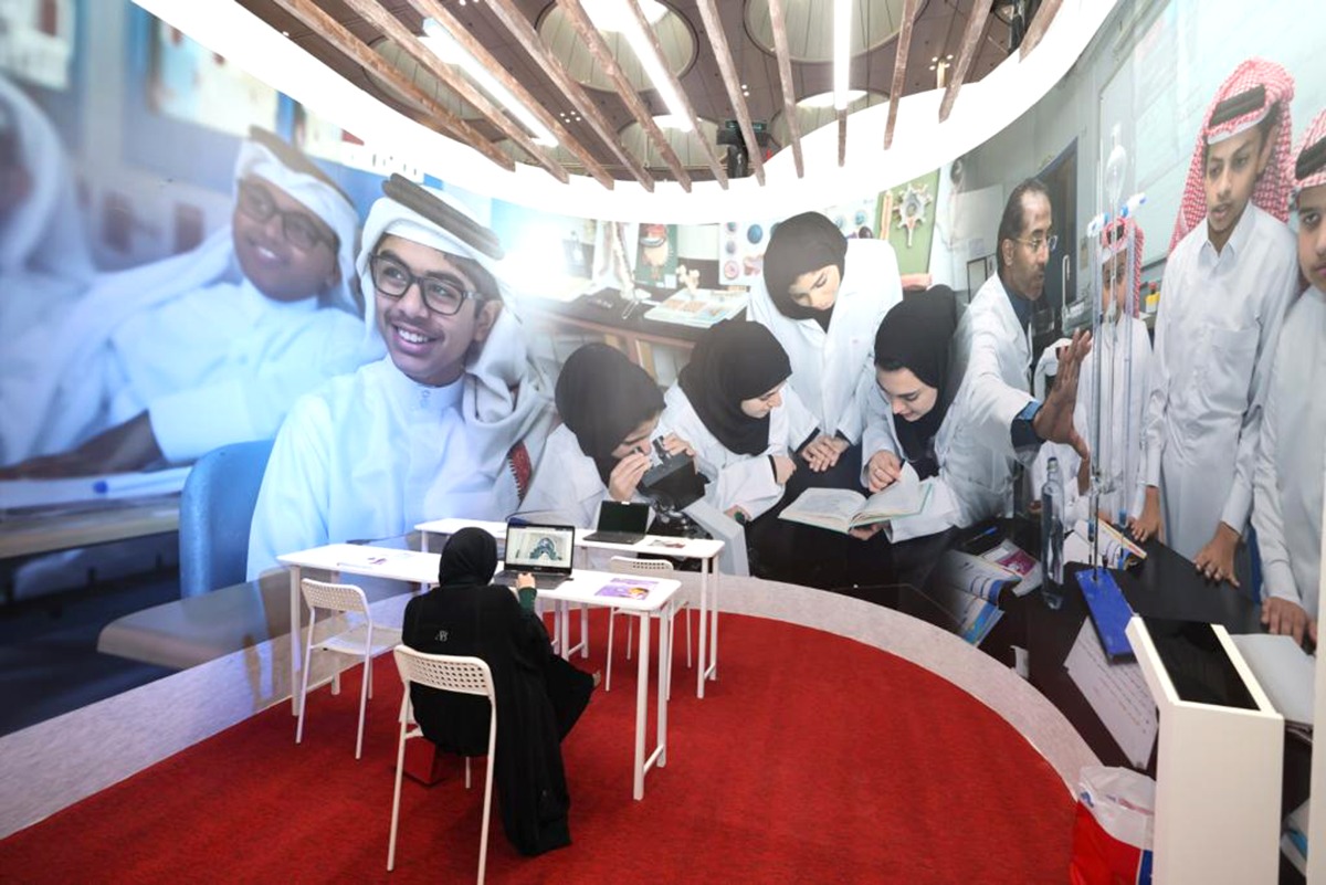 A view of the pavilion of the Ministry of Education and Higher Education at Doha International Book Fair.