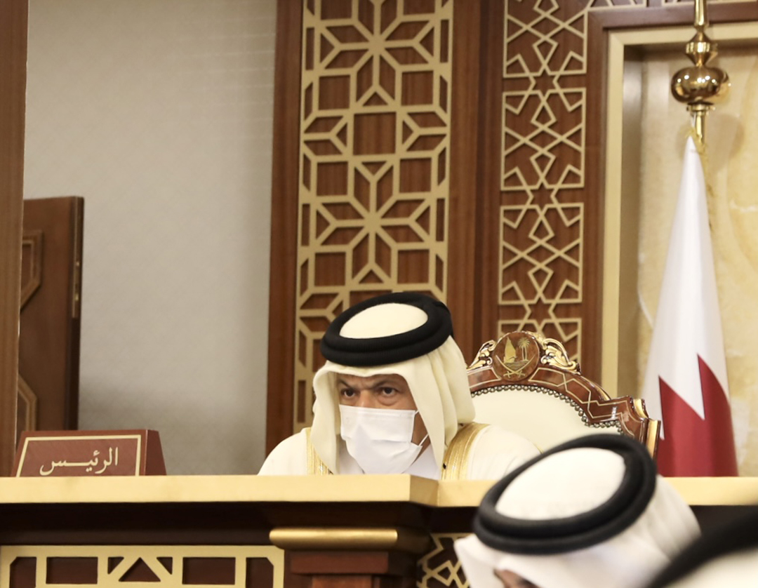 Shura Council Speaker H E Hassan bin Abdullah Al Ghanim chairing Council's meeting.