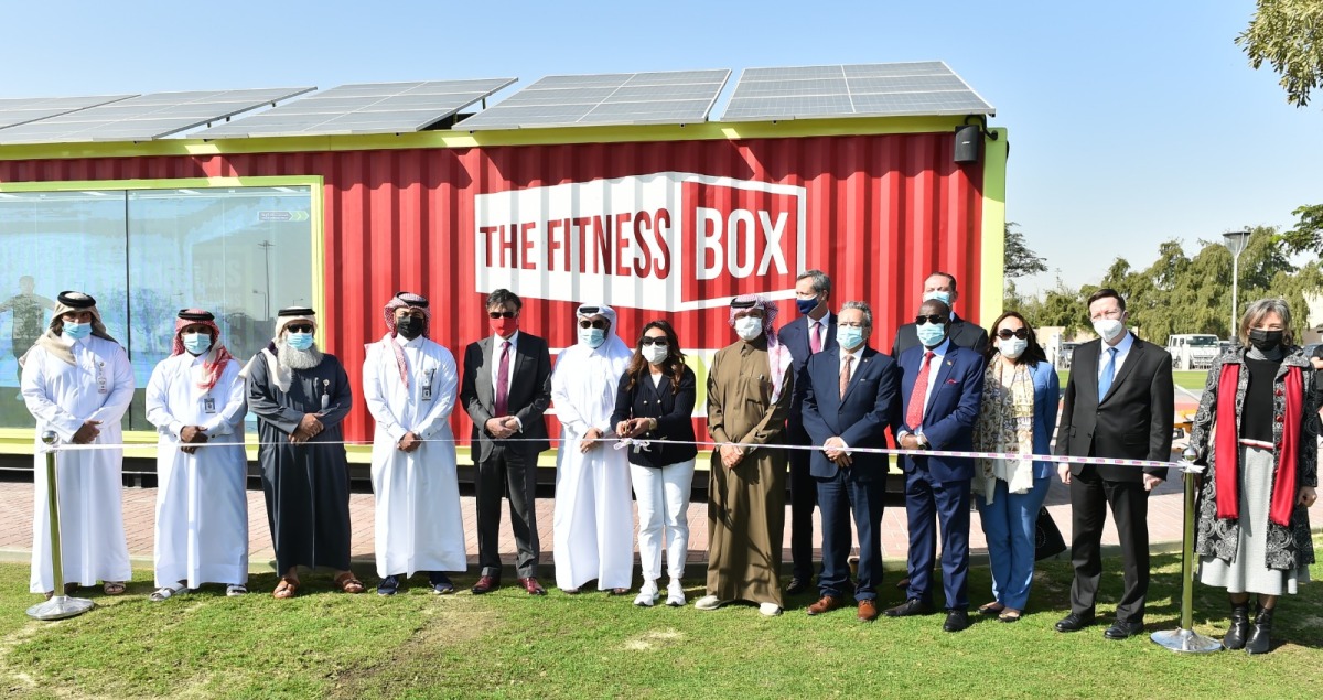 Officials at the launch of Fitness Box. Pic by Abdul Basit / The Peninsula