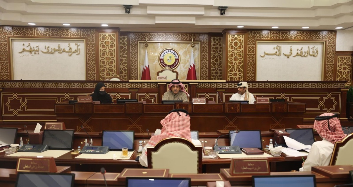 Deputy Speaker of Shura Council H E Dr. Hamda bint Hassan Al Sulaiti and the internal regulations committee Chairperson H E Dr. Ali bin Fetais Al Marri during the meeting.