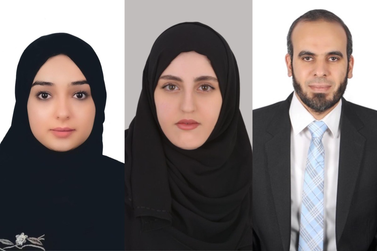 Haneen Khader, Digital Services Specialist at QU Library, Aisha Al Abdulla, Section Head of Digital Repository and Archives, Mohamed Zalat, Digital Services Specialist at QU Library.