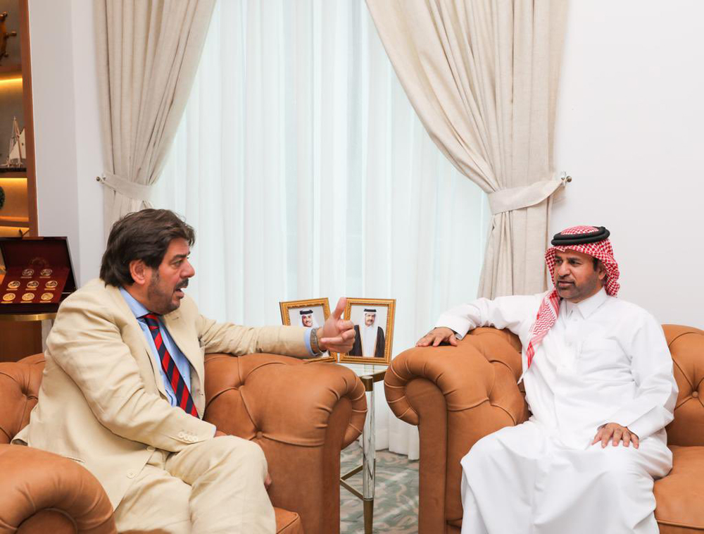 Argentina Ambassador H E Marcelo Gilardoni during a meeting with Prof. Dr. Khaild bin Ibrahim Al Sulaiti, General Manager of Cultural Village Foundation.