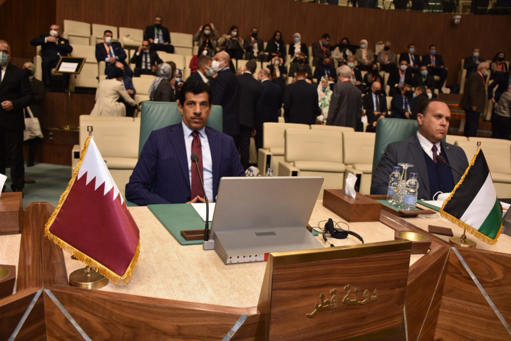 Ambassador of Qatar to Egypt and Permanent Representative of Qatar to Arab League H E Salem Mubarak Al Shafi participating in the event.