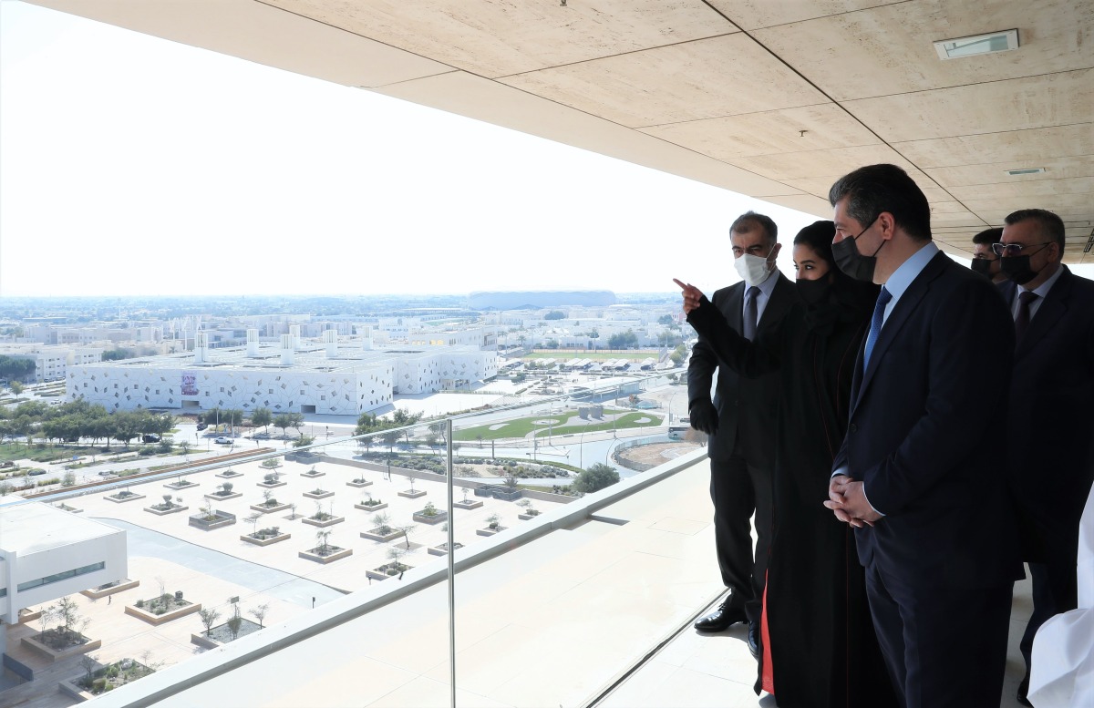 Prime Minister of the Kurdistan Region of Iraq H E Masrour Barzani during his visit to Qatar Foundation, yesterday.