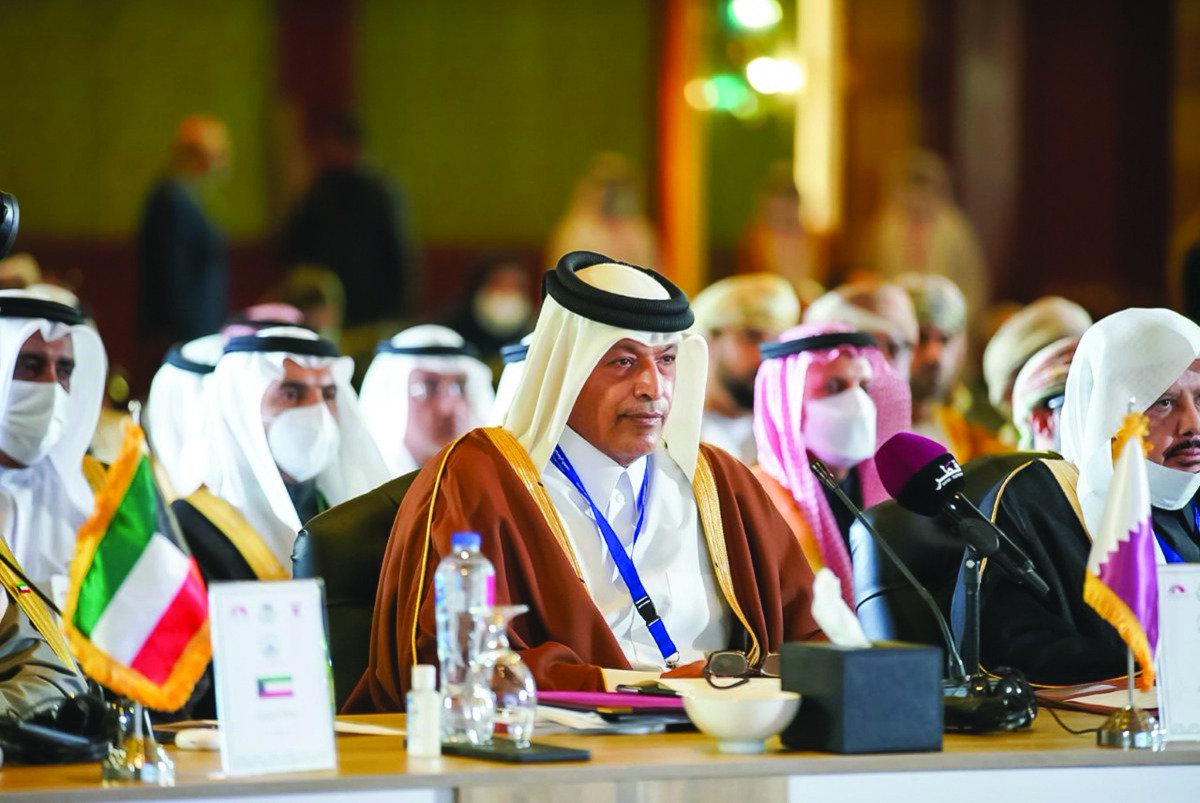 Shura Council Speaker H E Hassan bin Abdullah Al Ghanim during the 32nd Conference of the Arab Inter-Parliamentary Union in Cairo, yesterday.
