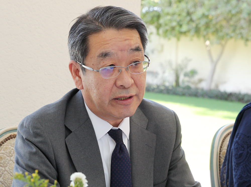 Ambassador of Japan ` addressing a press conference. Pic: Salim Matramkot/The Peninsula