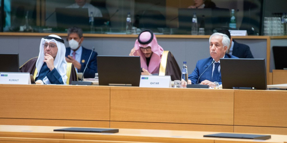 Minister of State for Foreign Affairs H E Sultan bin Saad Al Muraikhi attending the 26th session of the joint council and ministerial meeting of the EU and GCC. 