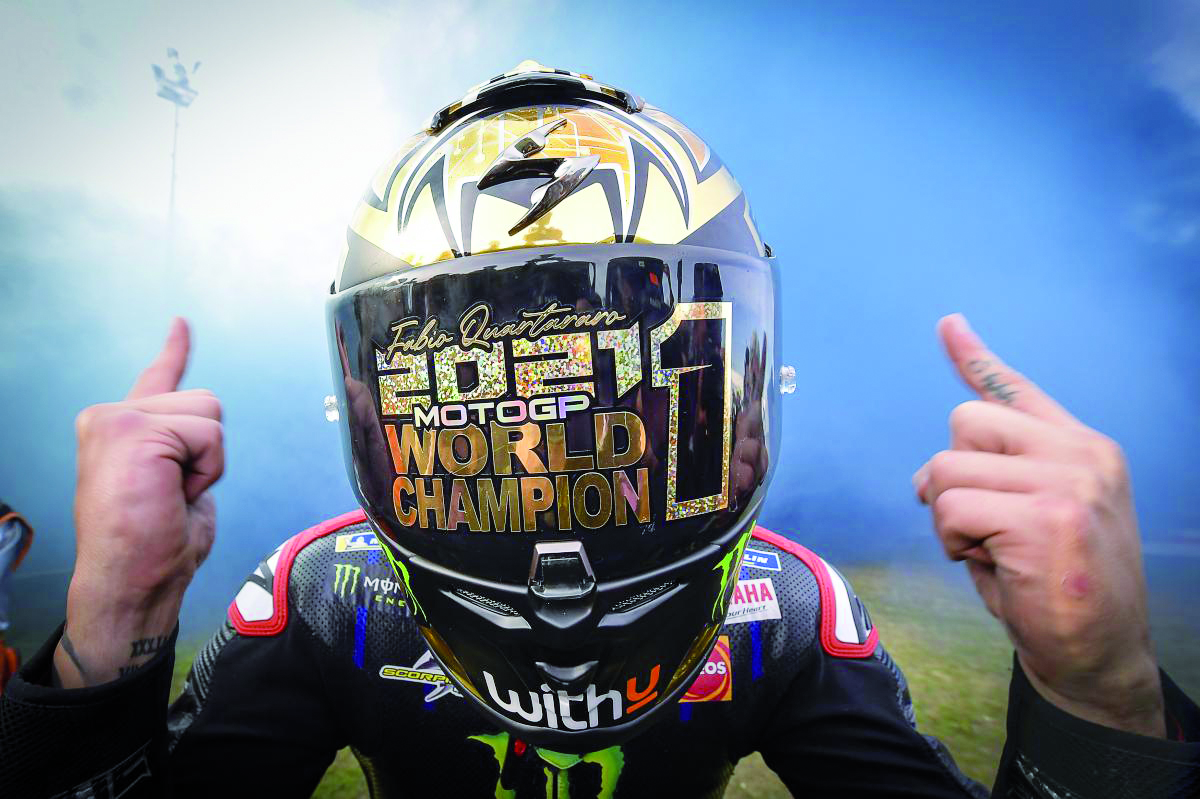 The reigning MotoGP World Champion Fabio Quartarao celebrates in this file photo.