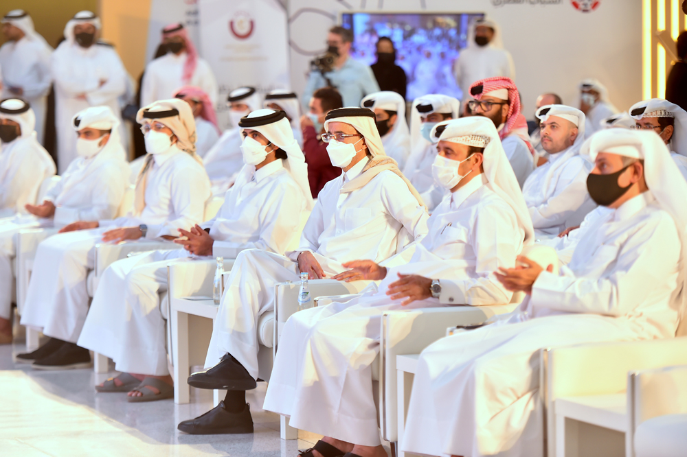 Minister of Sports and Youth H E Salah bin Ghanem Al Ali with other dignitaries during a Najah Qatar event at QNCC, yesterday.