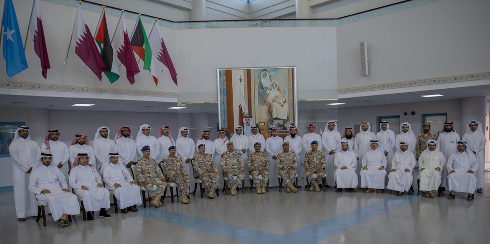 Chief of Staff of the Armed Forces H E Lieutenant-General (Pilot) Salem bin Hamad Al Nabit during a visit to Joaan bin Jassim Joint Command and Staff College.