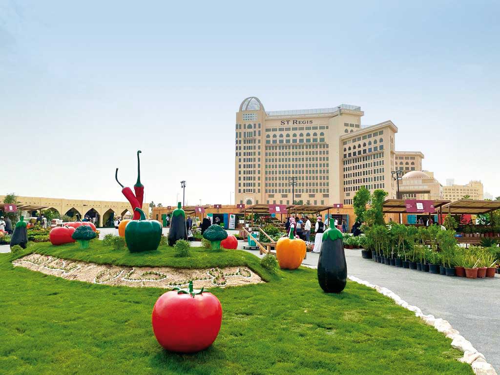 Vegetable-shaped installations welcome visitors to the Mahaseel Festival at Katara.  Pic: Joelyn Baluyut/The Peninsula