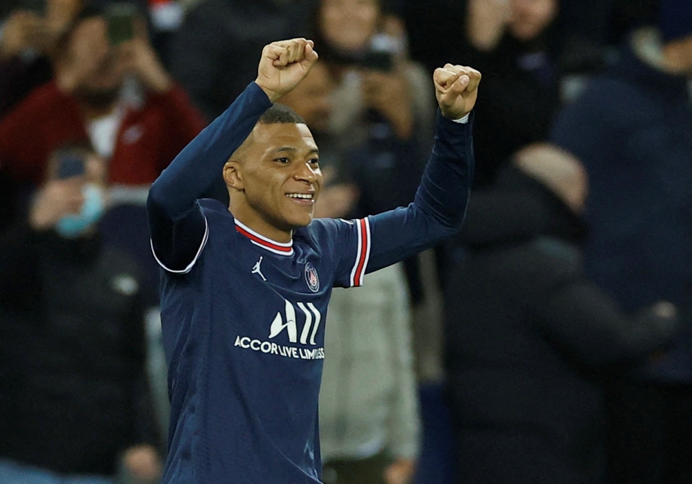 Paris St Germain's Kylian Mbappe celebrates scoring their second goal REUTERS/Christian Hartmann/File Photo