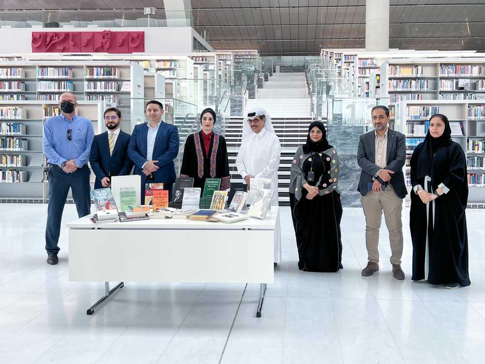 Minister of State and Qatar National Library President H E Dr Hamad bin Abdulaziz Al Kawari and other officials during the event.