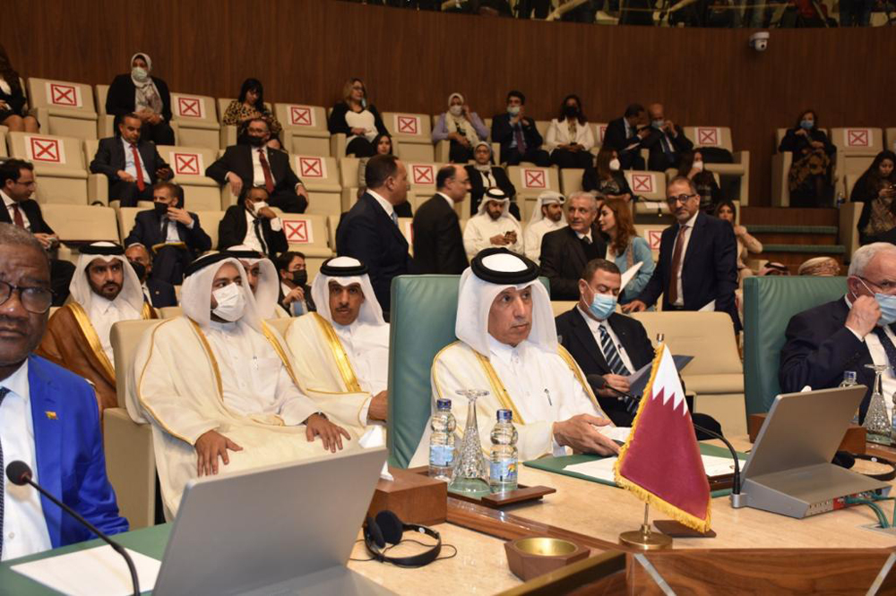 Minister of State for Foreign Affairs H E Sultan bin Saad Al Muraikhi taking part in the ministerial meeting of 157th regular session of Arab League Council, yesterday.