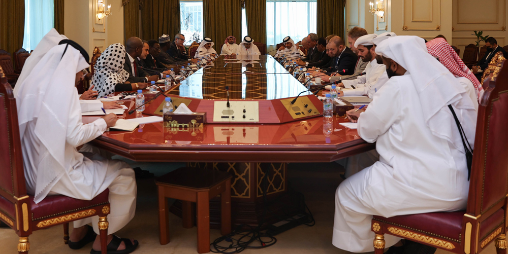 Special Envoy of Minister of Foreign Affairs for Counterterrorism and Mediation in Conflict Resolution H E Dr. Mutlaq bin Majed Al Qahtani chairing the meeting.