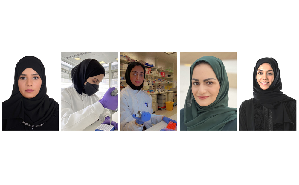 From Left: Dr. Moza Al Kowari, Noora Al Mohannadi, Fatima Al Ali, Dr. Jehan Al Rayahi and Dr. Alanoud Al Ansari.