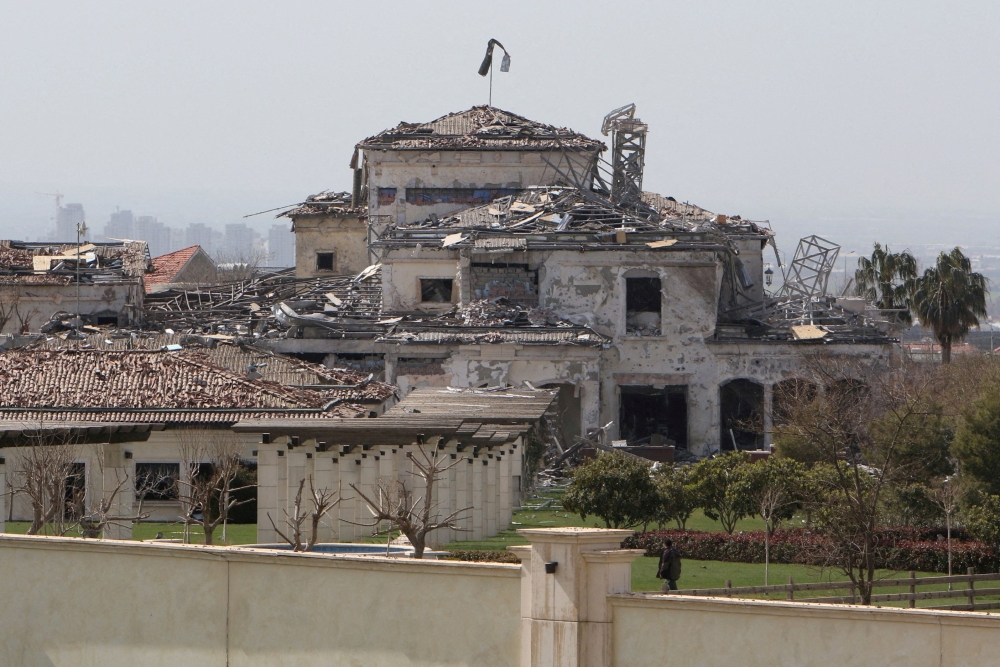 View of a damaged building in the aftermath of missile attacks in Erbil, Iraq March 13, 2022. REUTERS/Azad Lashkari