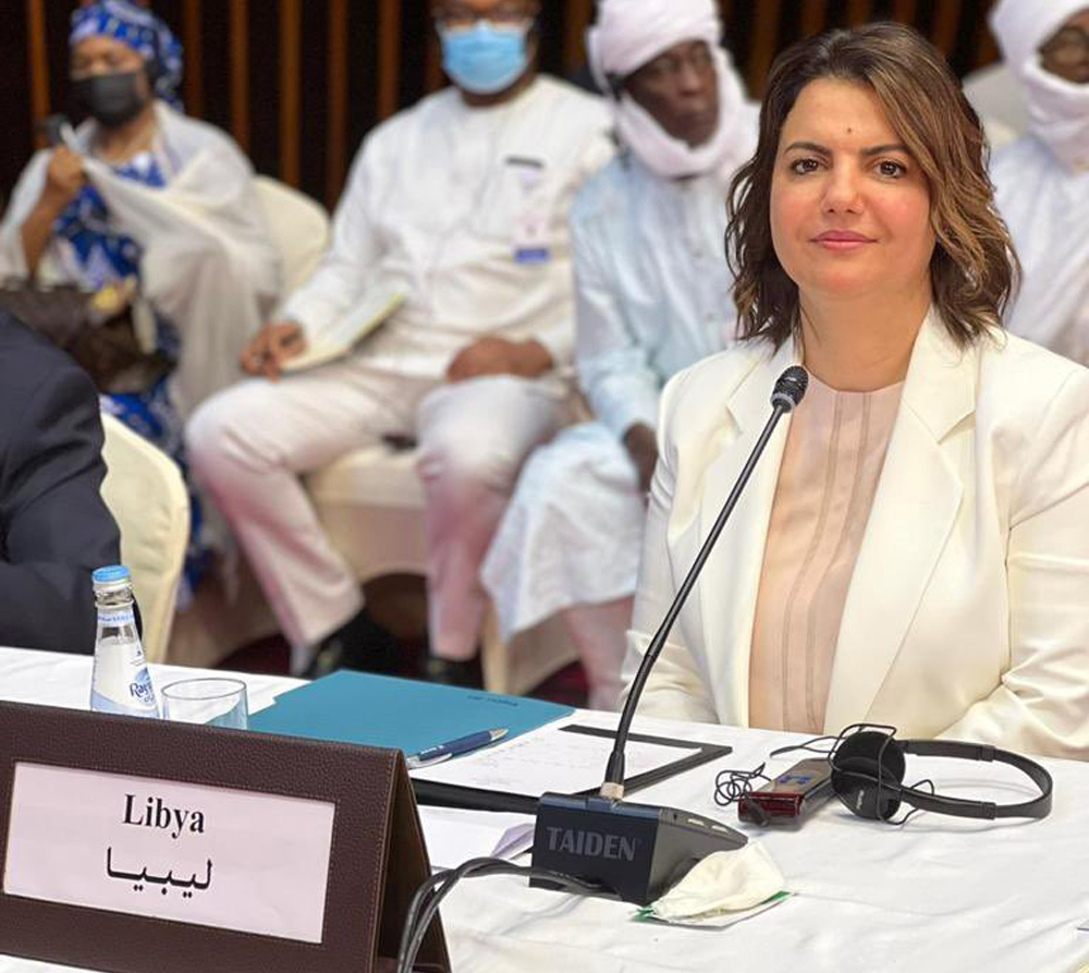 Minister of Foreign Affairs of Libya H E Najla El Mangoush during the opening session of the Chad peace negotiations in Doha.