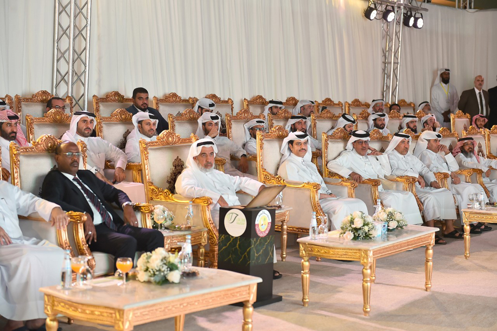 Minister of Awqaf and Islamic Affairs H E Ghanem bin Shaheen Al Ghanem; Minister of Islamic Affairs, Culture and Endowments of Djibouti H E Moamen Hassan Berri; and other officials at the opening ceremony of ‘Ablan’ Endowment Project in Bin Mahmoud, Doha, yesterday. PIC: Abdul Basit 