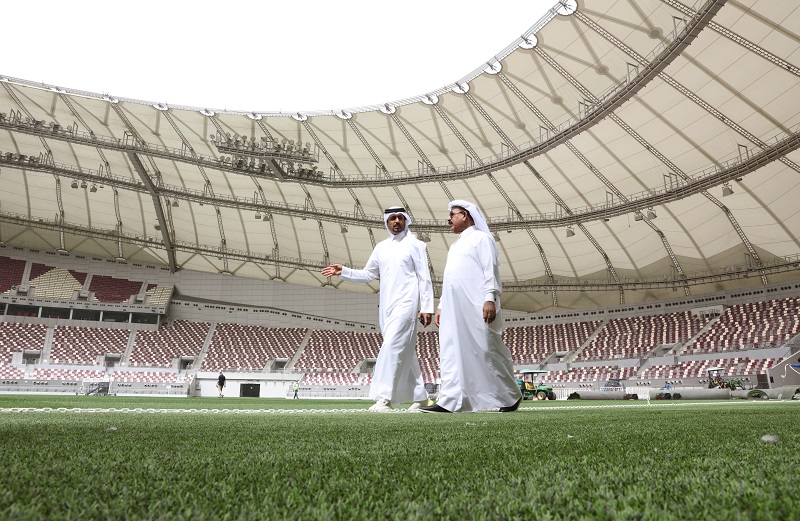 Ali Al Mansoori and Ahmed Khalil at the Khalifa International Stadium.