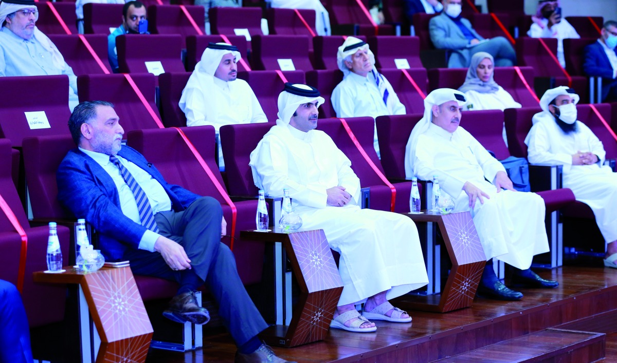 Minister of Culture H E Sheikh Abdulrahman bin Hamad Al Thani attending the ‘Seminar Series’ held at the Arab Center for Research and Policy Studies in Doha, yesterday.   Pic: Rajan Vadakkemuriyil