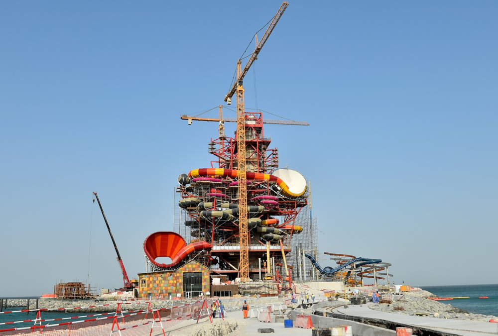 Construction works going on at the Qetaifan Island North. Pic: Abdul Basit / The Peninsula 