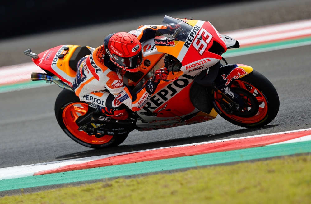 March 20, 2022 Repsol Honda Team's Marc Marquez in action during the warm up REUTERS/Willy Kurniawan
 