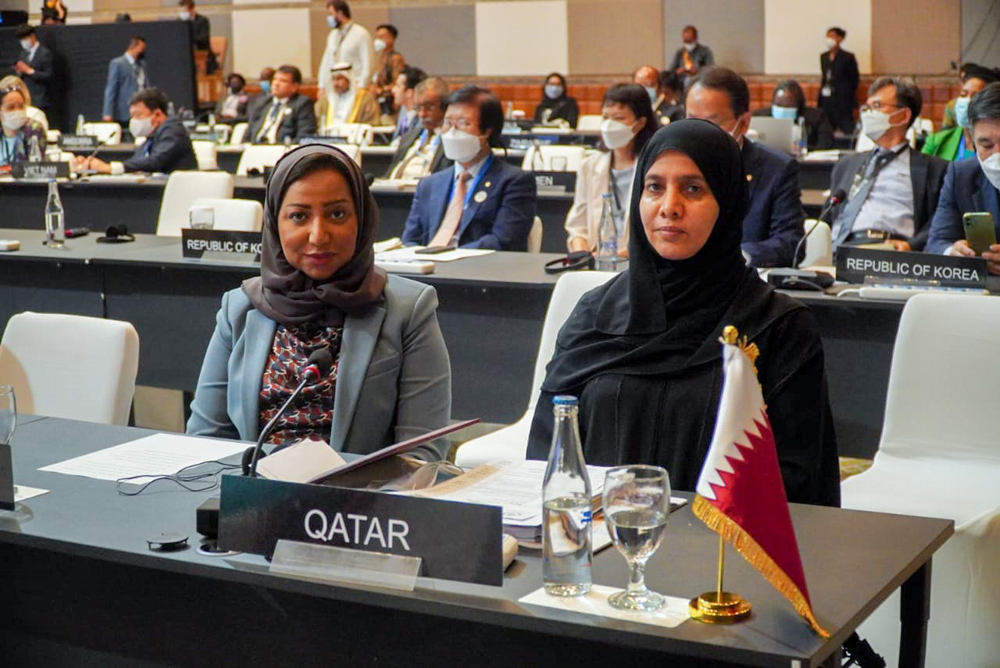 Deputy Speaker of Shura Council H E Dr. Hamda bint Hassan Al Sulaiti (right) participating in the IPU Governing Council meeting in Bali, Indonesia, yesterday. 