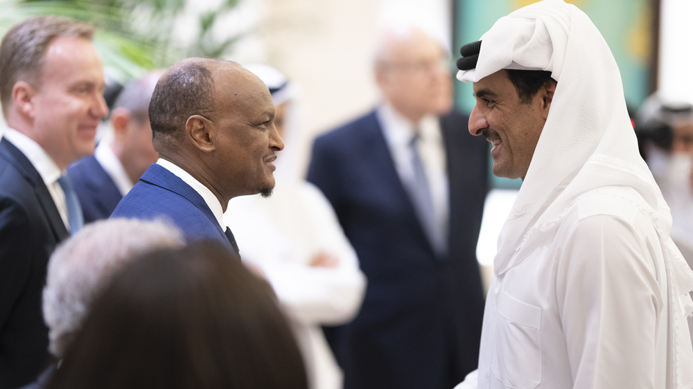 Amir H H Sheikh Tamim bin Hamad Al Thani during the reception ceremony.