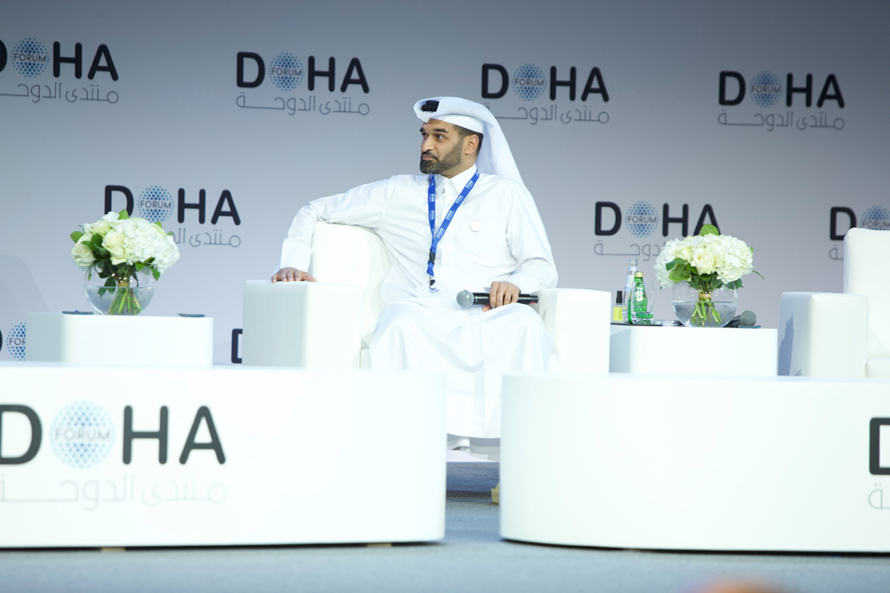 Hassan Al Thawadi, Secretary-General of the Supreme Committee for Delivery and Legacy, at a panel during Doha Forum yesterday. 