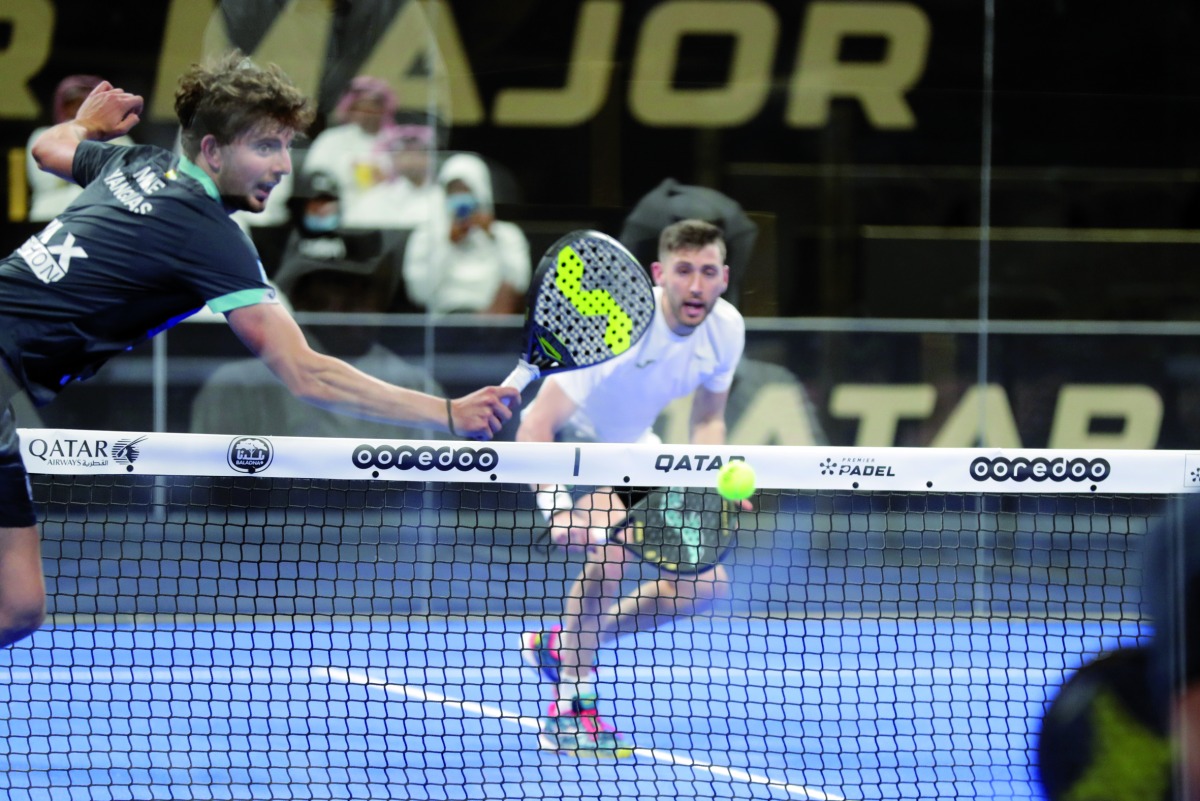 Action during the all-Spanish first round between Sergio Icardo/Miguel Benítez and Jorge Nieto/Miguel Yanguas.