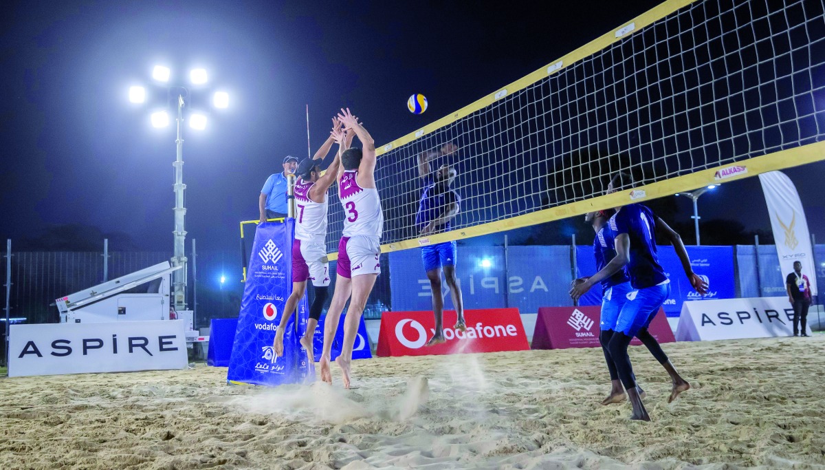 Action from the men's Beach Volleyball Competition.