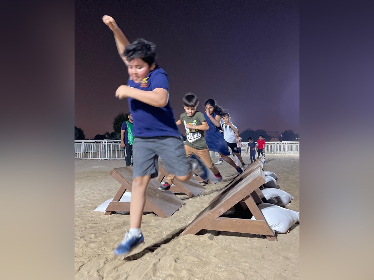 Kids take up an obstacle challenge on balancing.